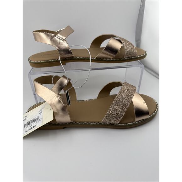 Tucker + Tate Arya Girls Cross Strap Rose Gold 3M Faux Leather Sandals‎ NWOB - Picture 5 of 8